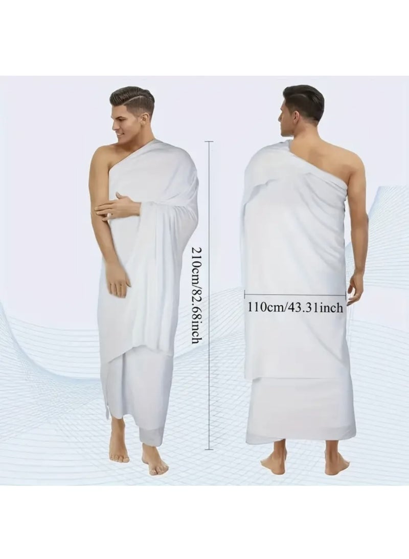 مجموعة قبلة للرجال المسلمين 4 قطع - منشفة الحج 2 قطع مع مسبحة وحقيبة خصر (400 جرام/قطعة) - Image 2